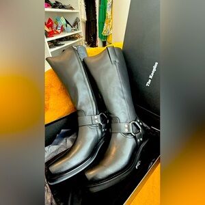 The Kooples Black Leather Harness Boots